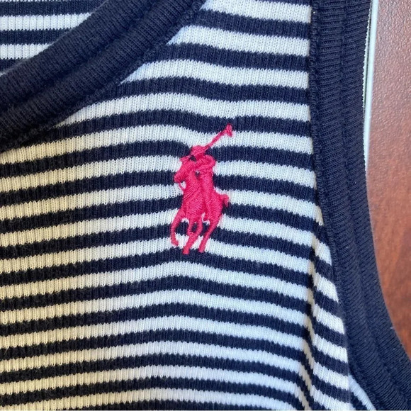 RALPH LAUREN Pima Cotton Sundress Sleeveless Striped Pony Logo Size Medium - Picture 4 of 7